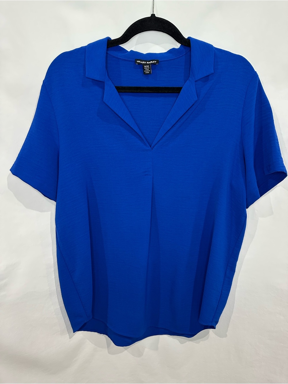 Hilary Radley Cobalt Blue Short Sleeve V-Neck Blouse